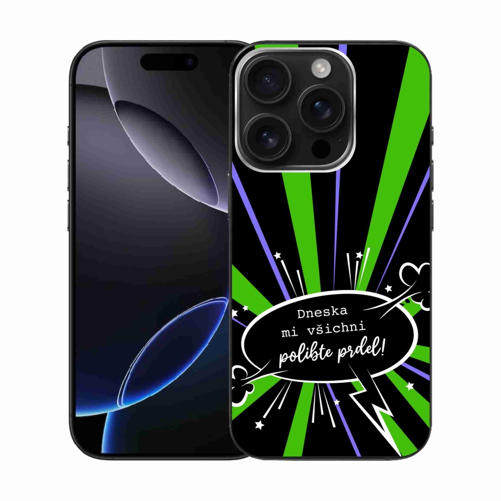 Gelový kryt mmCase na iPhone 16 Pro - vtipný text 15 černé pozadí