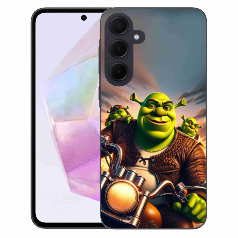 Gelový kryt mmCase na Samsung Galaxy A35 5G - shrek na motorce