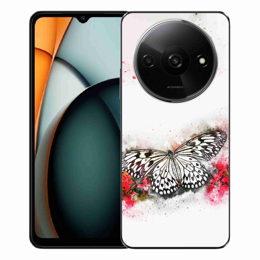 Gelový kryt mmCase na Xiaomi Redmi A3 - černobílý motýl
