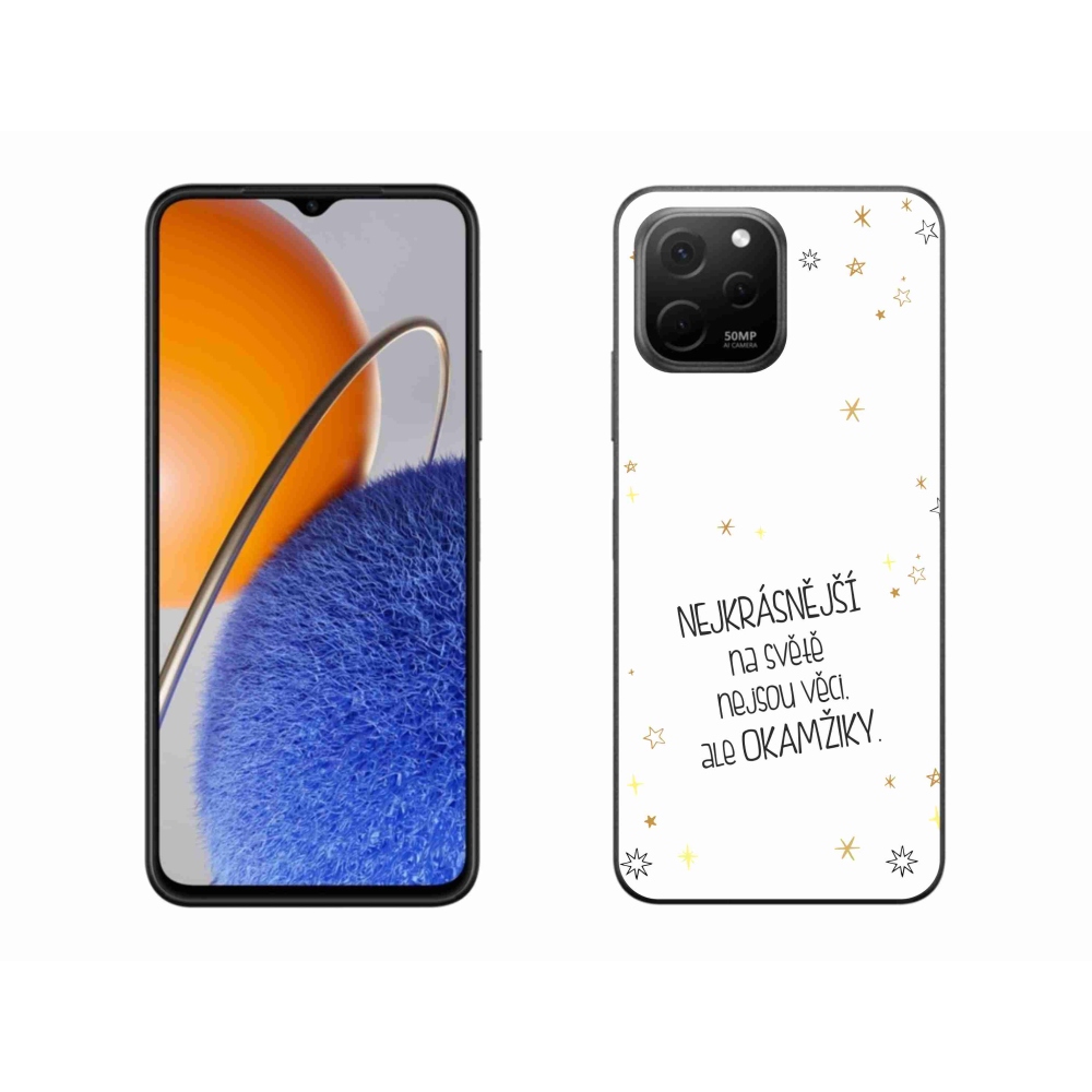 Gelový kryt mmCase na Huawei Nova Y61 - citát 4 bílé pozadí