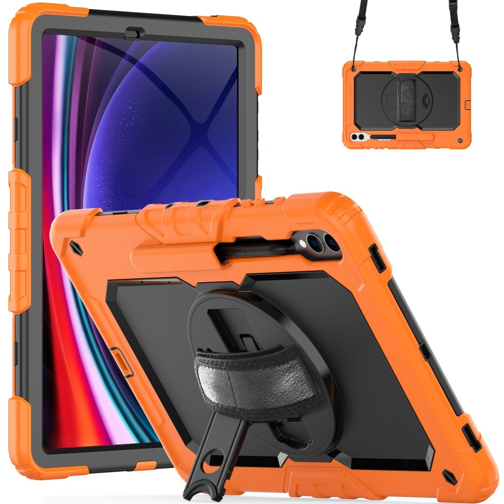 Kick odolný kryt s úchopem na ruku na Samsung Galaxy Tab S9+/Tab S10+ - oranžový