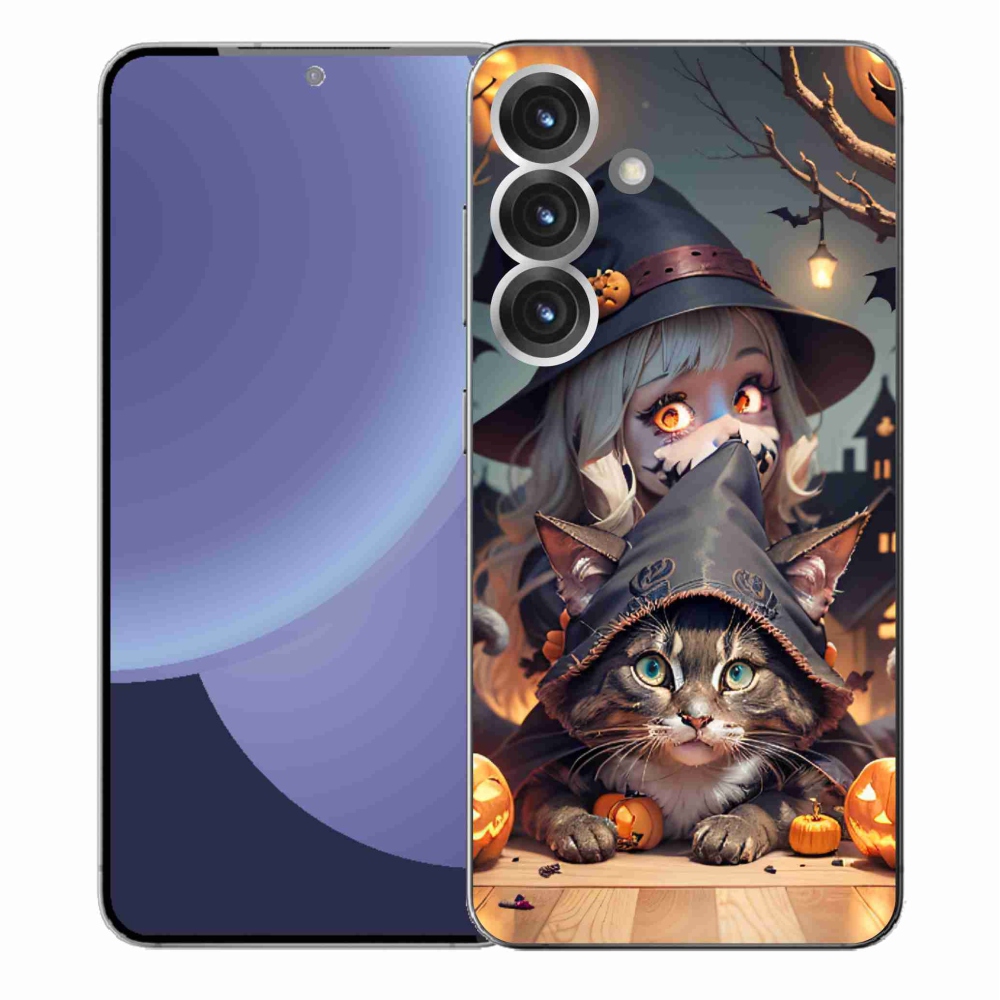 Gelový kryt mmCase na Samsung Galaxy S25+ - čarodějnice s kočkou