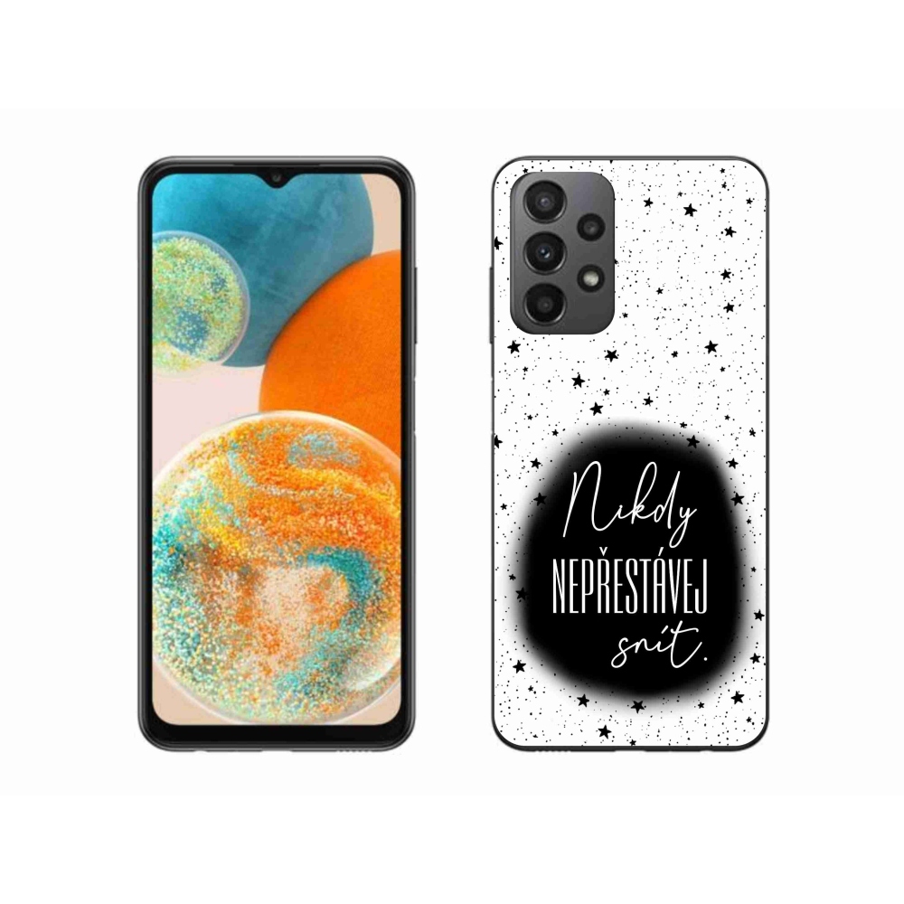 Gelový kryt mmCase na Samsung Galaxy A23 4G/5G - citát 1 černobílé pozadí