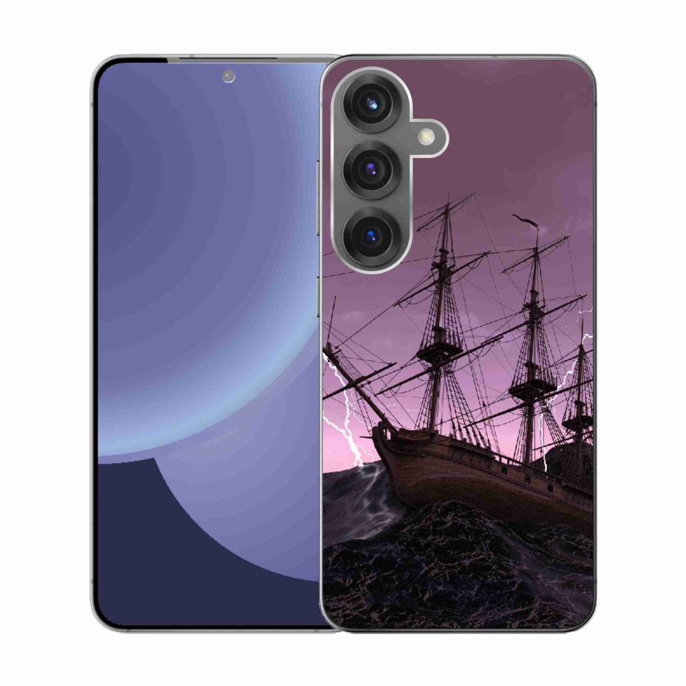 Gelový kryt mmCase na Samsung Galaxy S25 - loď v bouři