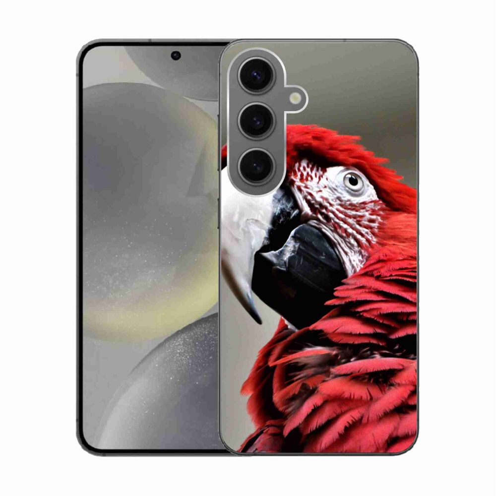 Gelový obal mmCase na Samsung Galaxy S24 - papoušek ara červený