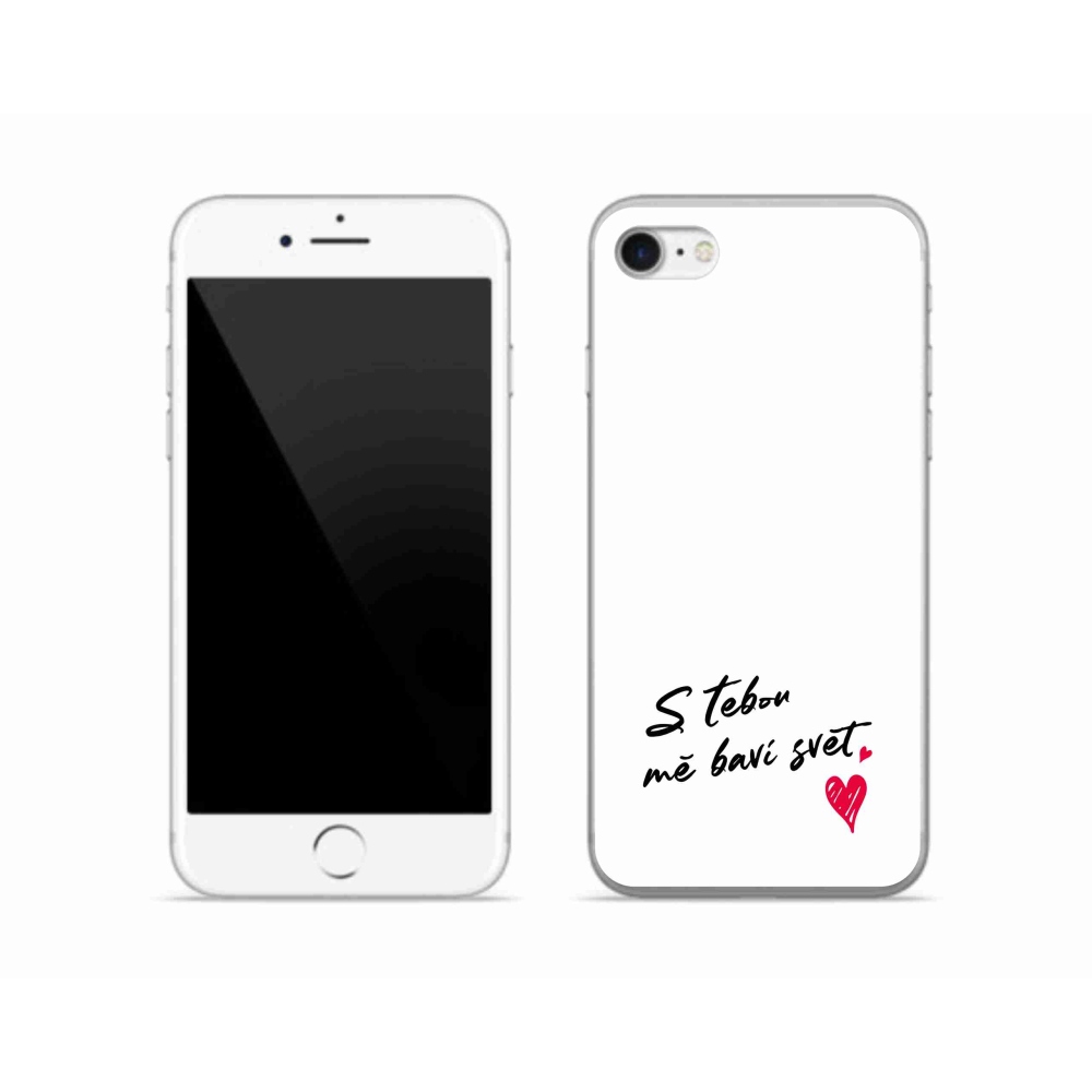 Gelový kryt mmCase na iPhone SE (2022) - zamilovaný text 1 bílé pozadí