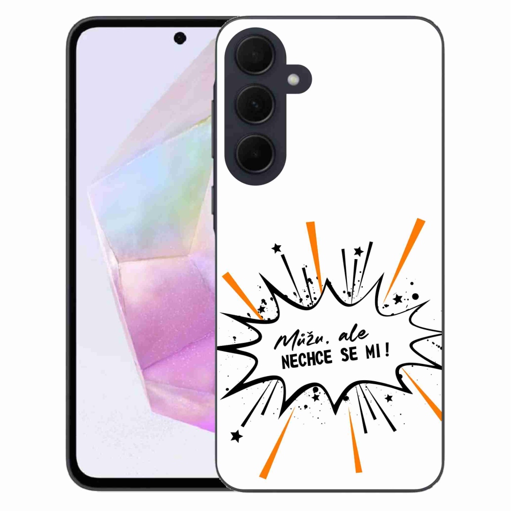 Gelový kryt mmCase na Samsung Galaxy A35 5G - vtipný text 11 bílé pozadí