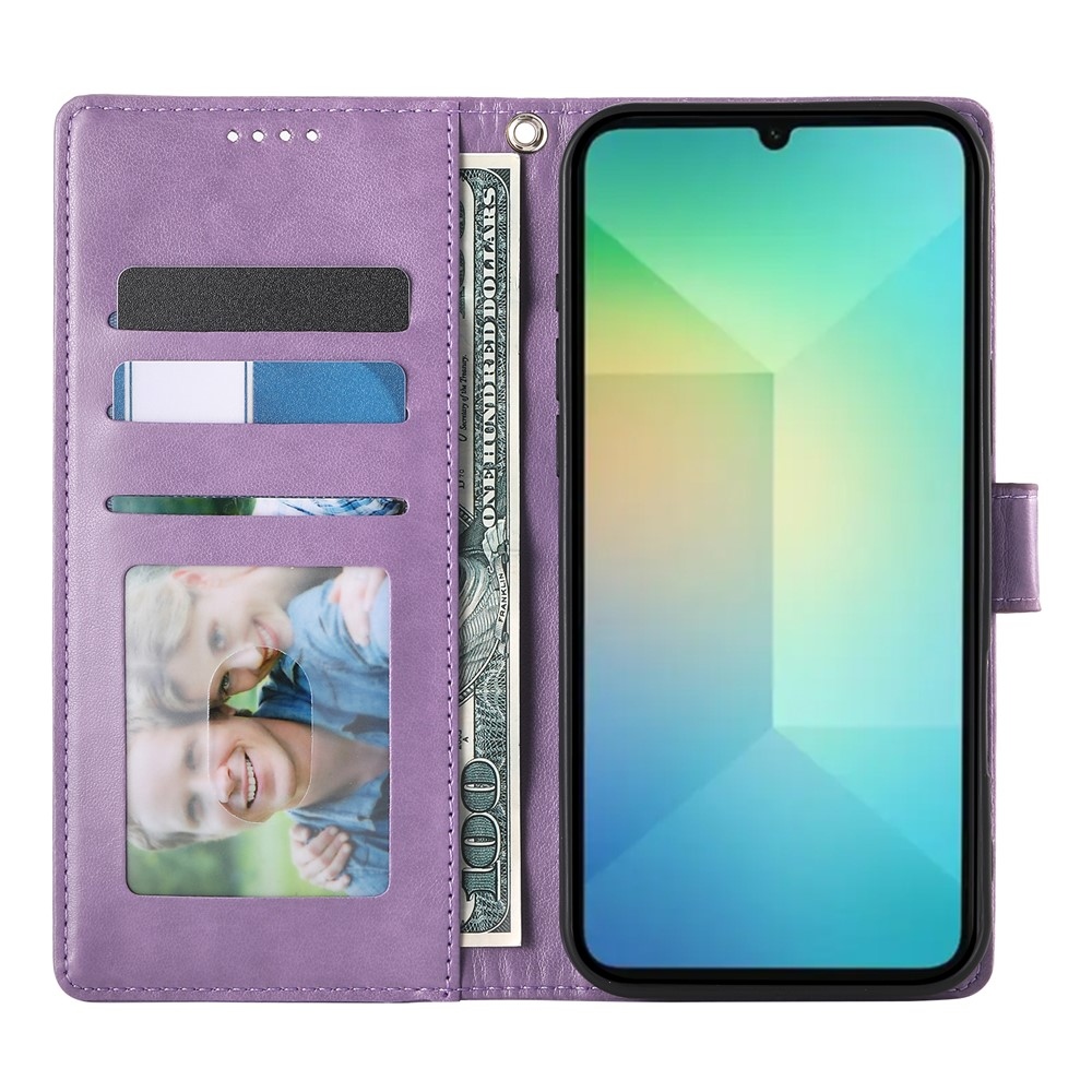 Flowery knížkové pouzdro na Samsung Galaxy A07 4G - fialové