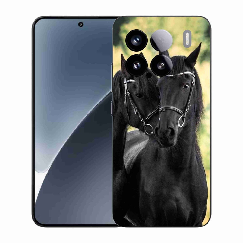 Gelový kryt mmCase na Xiaomi 15 - dva černí koně