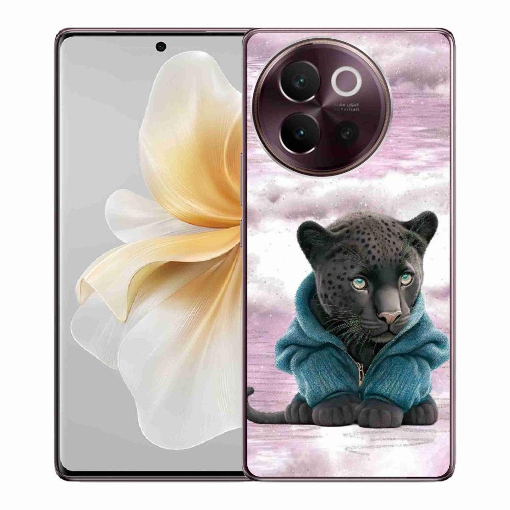 Gelový kryt mmCase na Vivo V40 Lite 5G - černý panter ve svetru