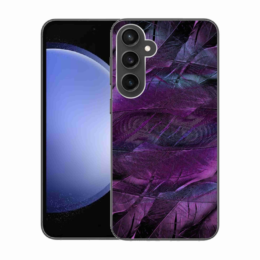 Gelový kryt mmCase na Samsung Galaxy S23 FE - fialová pírka