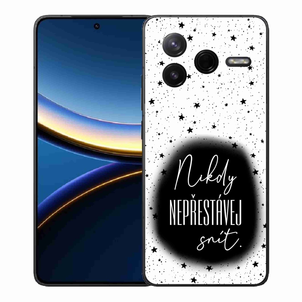 Gelový kryt mmCase na Xiaomi Poco F7 Pro - citát 1 černobílé pozadí