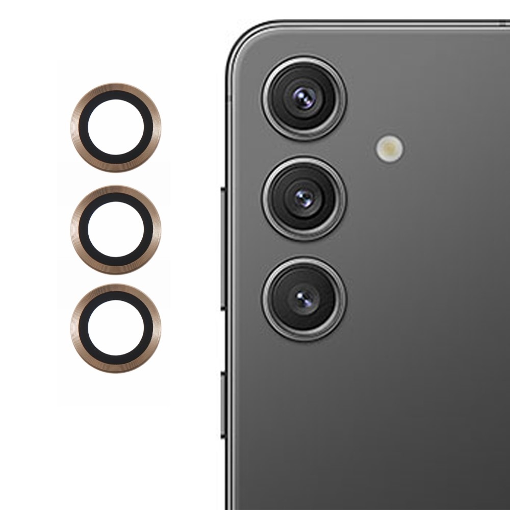 Metal sklo čočky fotoaparátu na Samsung Galaxy S25 (3 samostatná skla) - zlaté