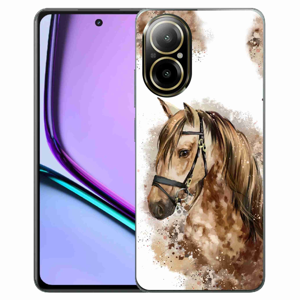 Gelový kryt mmCase na Realme C67 - hnědý kreslený kůň