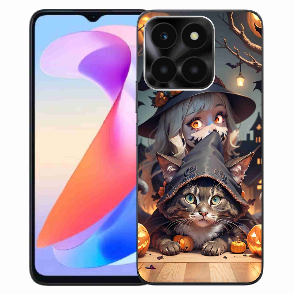 Gelový kryt mmCase na Honor X6a - čarodějnice s kočkou