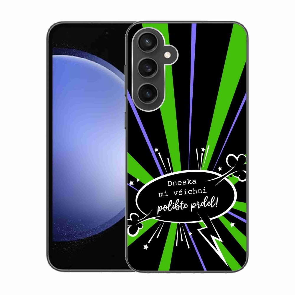 Gelový kryt mmCase na Samsung Galaxy S23 FE - vtipný text 15 černé pozadí