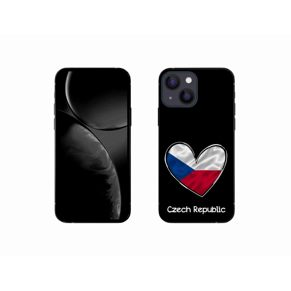 Gelový kryt mmCase na iPhone 13 mini 5.4 - vlajka srdce černé pozadí
