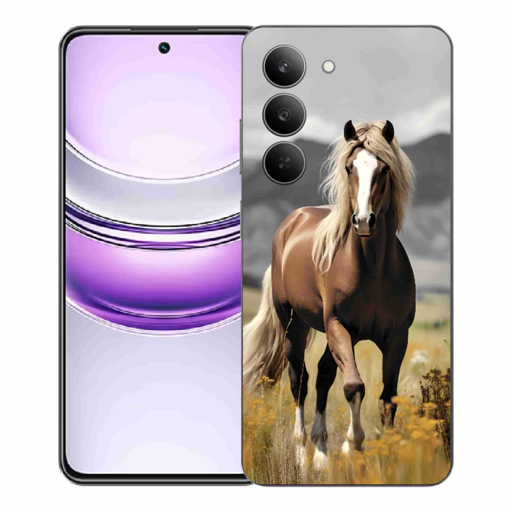 Gelový kryt mmCase na Realme 14x 5G - hnědý kůň 1