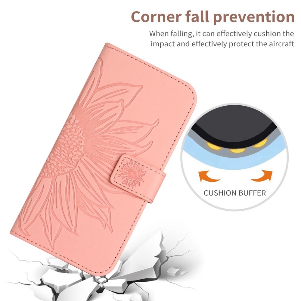 Sunflower knížkové pouzdro na Vivo X80 Lite - růžové