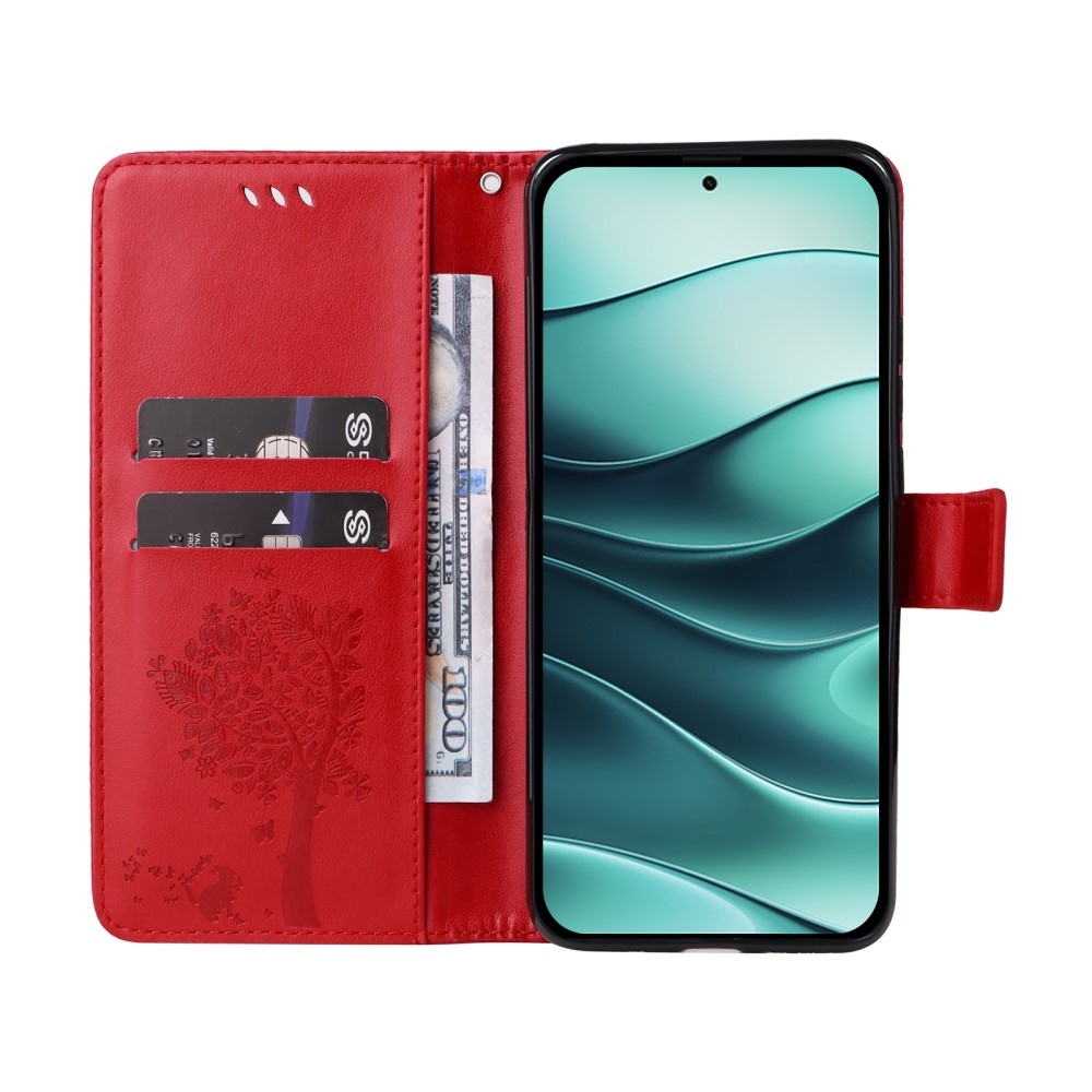 Trees knížkové pouzdro na Xiaomi Redmi Note 14 5G - červené