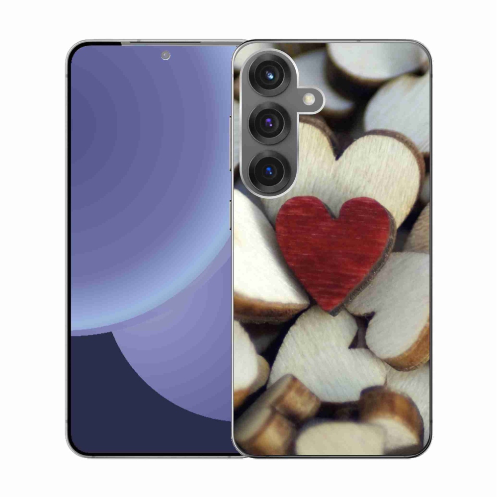 Gelový kryt mmCase na Samsung Galaxy S25 - gravírované červené srdce 