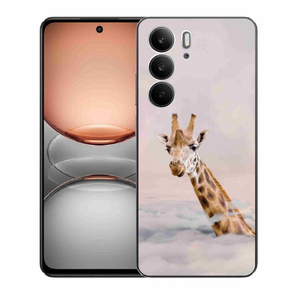Gelový kryt mmCase na Realme C75 - žirafa v oblacích