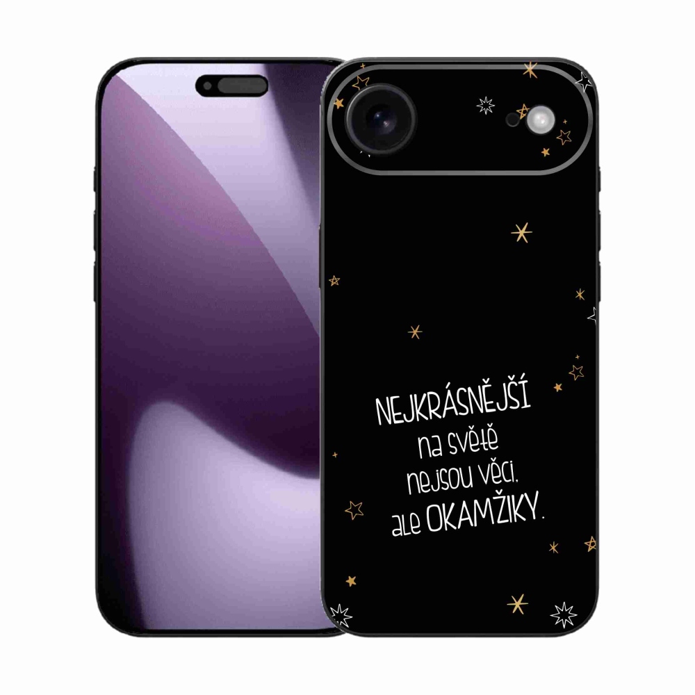 Gelový kryt mmCase na iPhone 17 Air - citát 4 černé pozadí