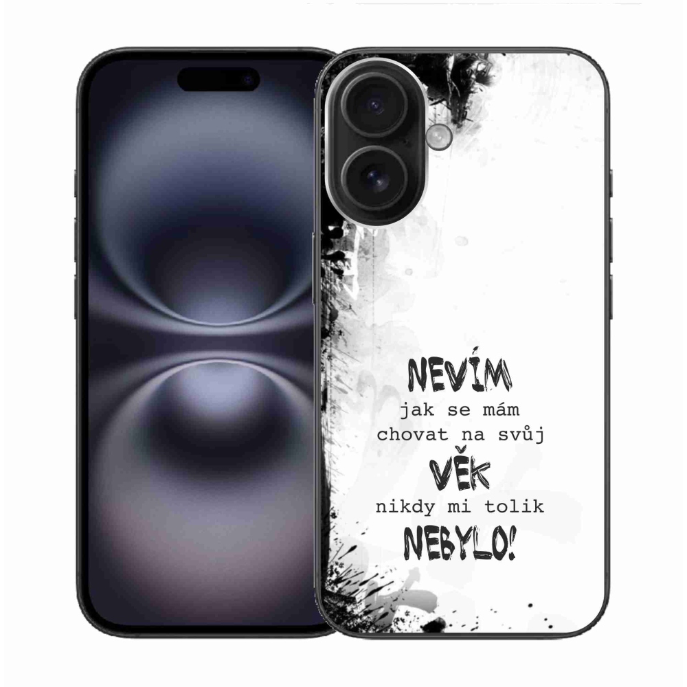 Gelový kryt mmCase na iPhone 16 - vtipný text 14 bílé pozadí
