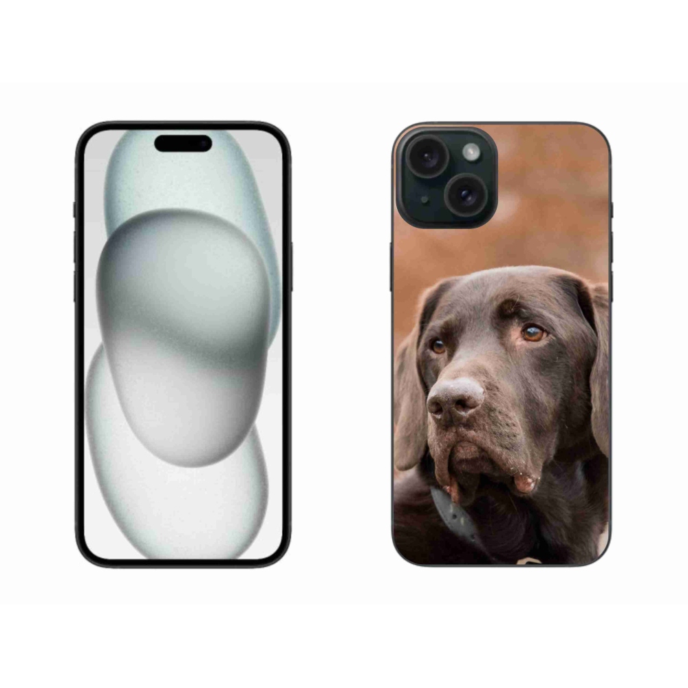 Gelový obal mmCase na iPhone 15 Plus - hnědý labrador