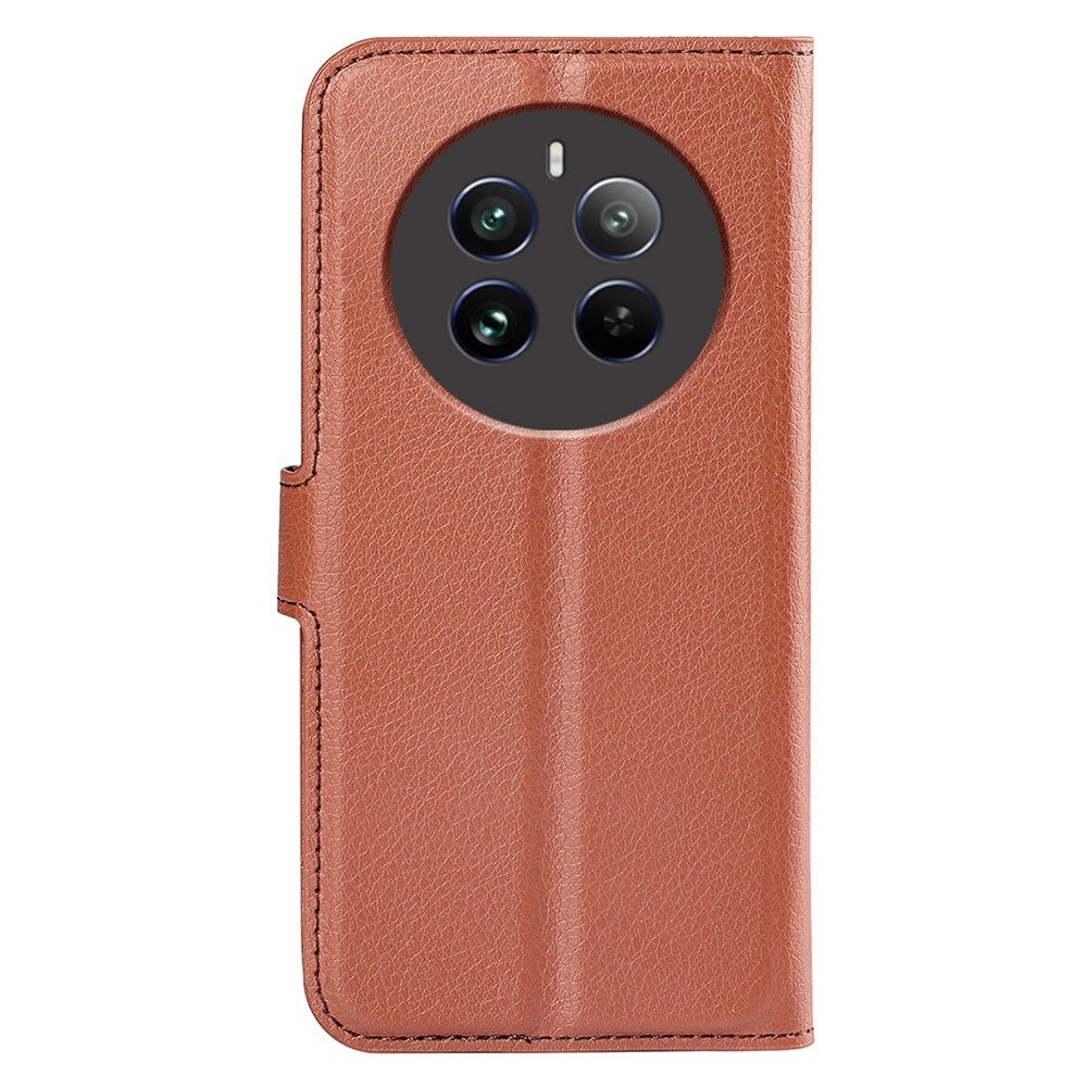 Litchi knížkové pouzdro na Realme 12+ 5G - hnědé