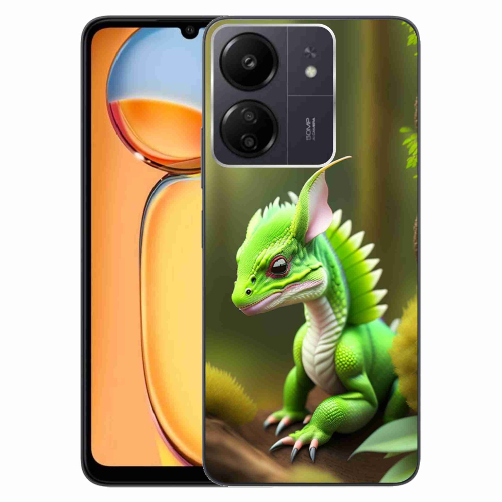 Gelový kryt mmCase na Xiaomi Poco C65/Redmi 13C - zelený dráček