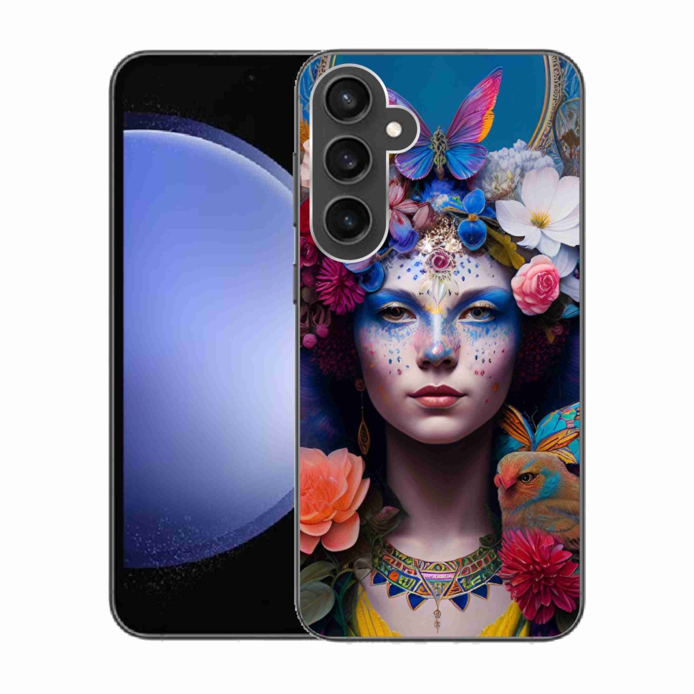 Gelový kryt mmCase na Samsung Galaxy S23 FE - žena s květinami