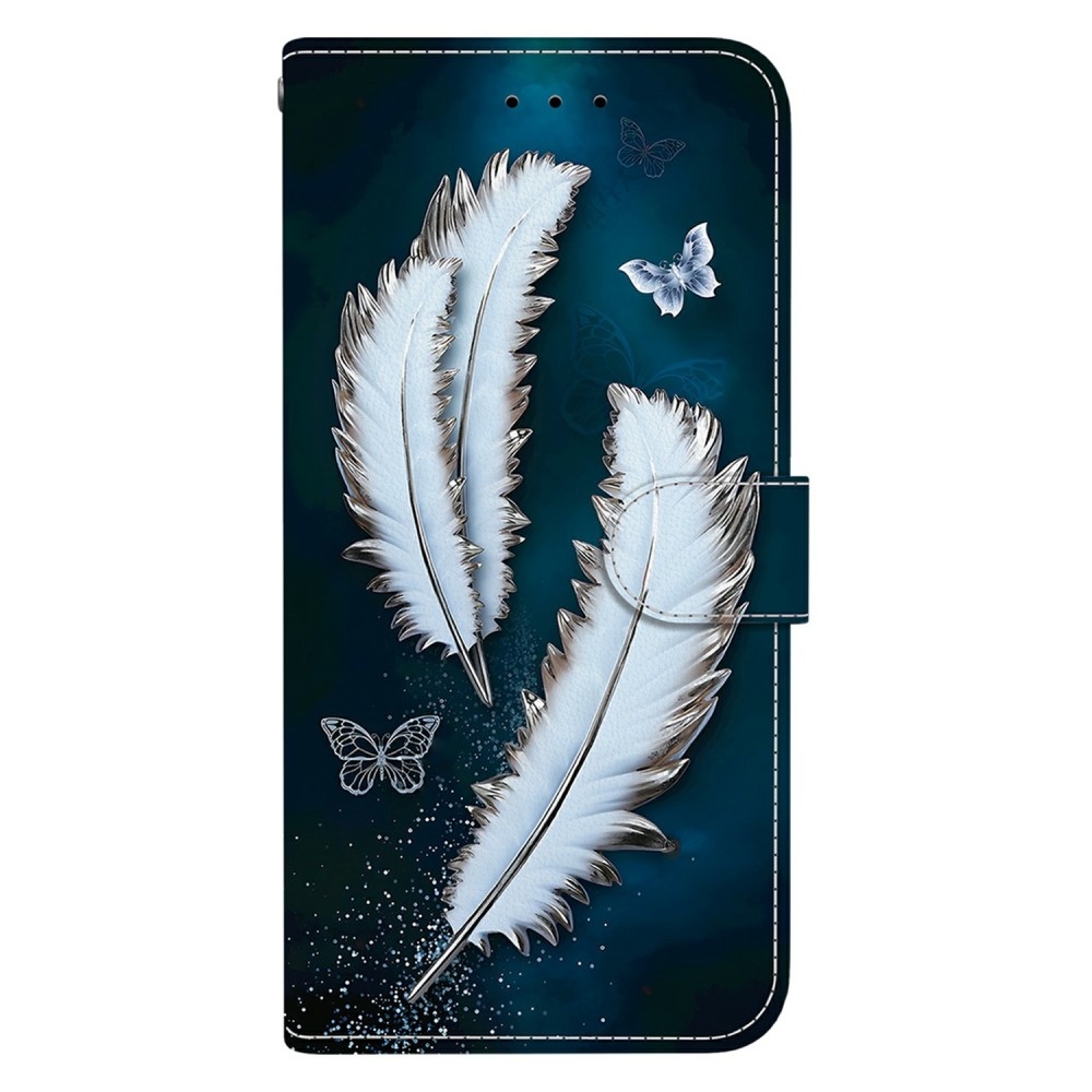 Versatile knížkové pouzdro na Samsung Galaxy A06 4G - bílá pírka