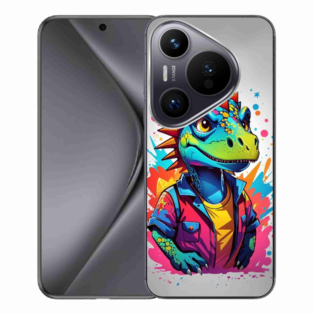 Gelový kryt mmCase na Huawei Pura 70 Pro - barevný dinosaurus