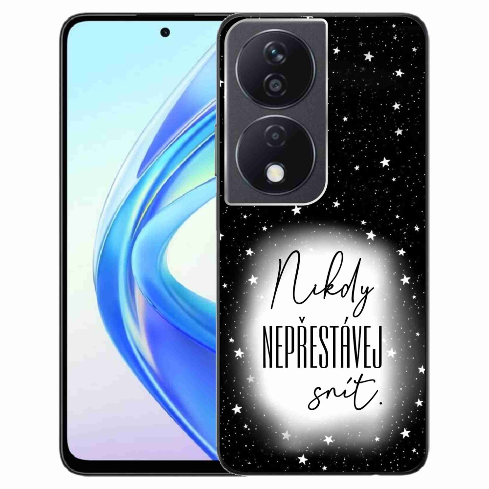 Gelový kryt mmCase na Honor X7b/Honor 90 Smart - citát 1 bíločerné pozadí