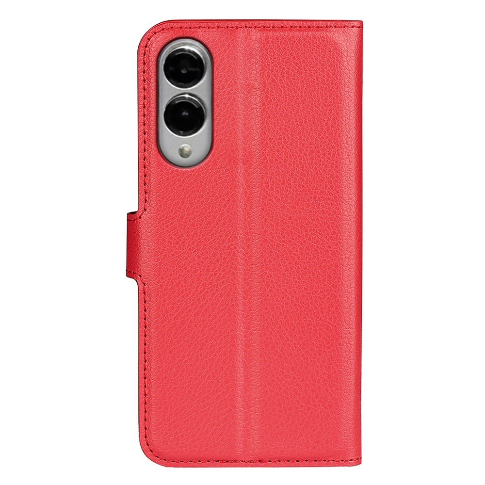 Litchi knížkové pouzdro na Samsung Galaxy S25 Edge - červené