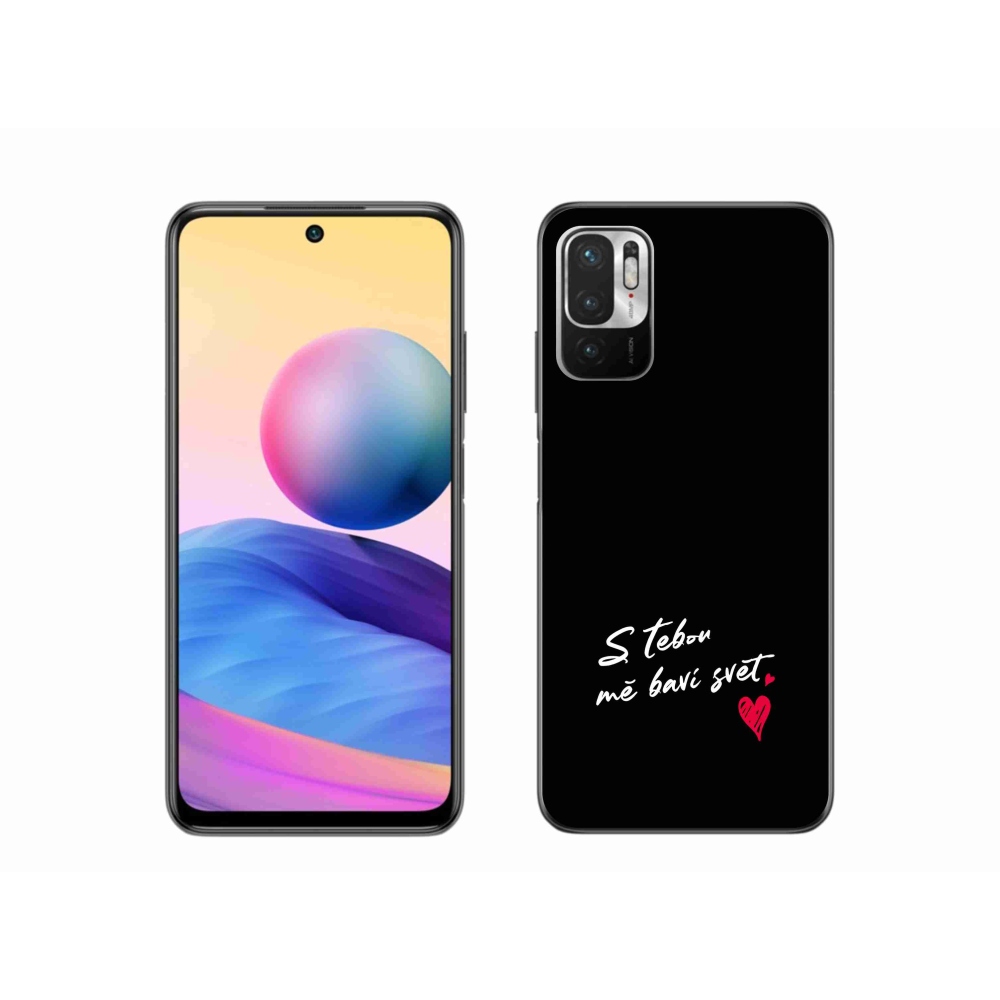 Gelový kryt mmCase na Xiaomi Redmi Note 10 5G - zamilovaný text 1 černé pozadí