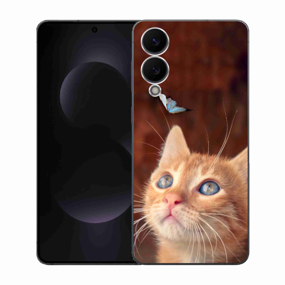 Gelový kryt mmCase na Samsung Galaxy S25 Edge - motýl a kotě
