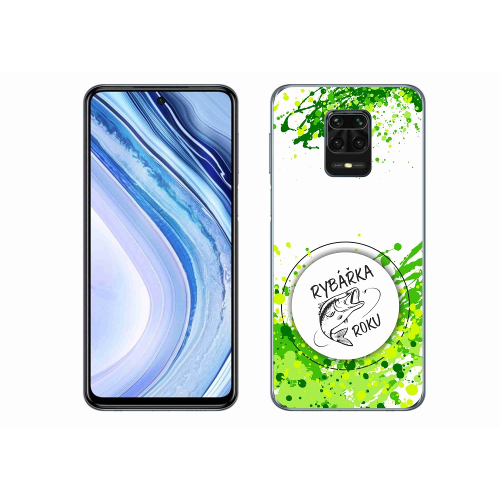 Gelový kryt mmCase na Xiaomi Redmi Note 9 Pro - rybářka roku bílé pozadí
