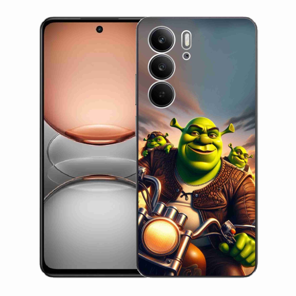 Gelový kryt mmCase na Realme C75 - shrek na motorce