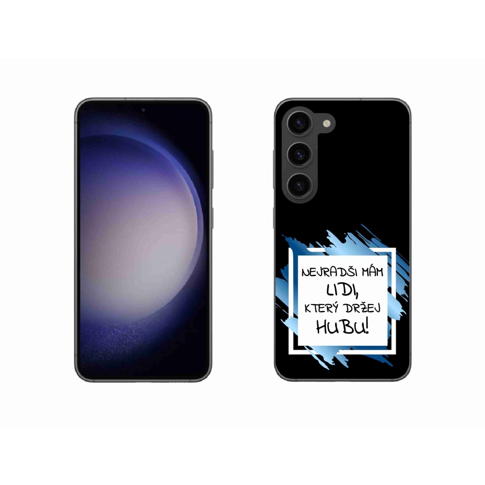 Gelový kryt mmCase na Samsung Galaxy S23 5G - vtipný text 7 bíločerné pozadí