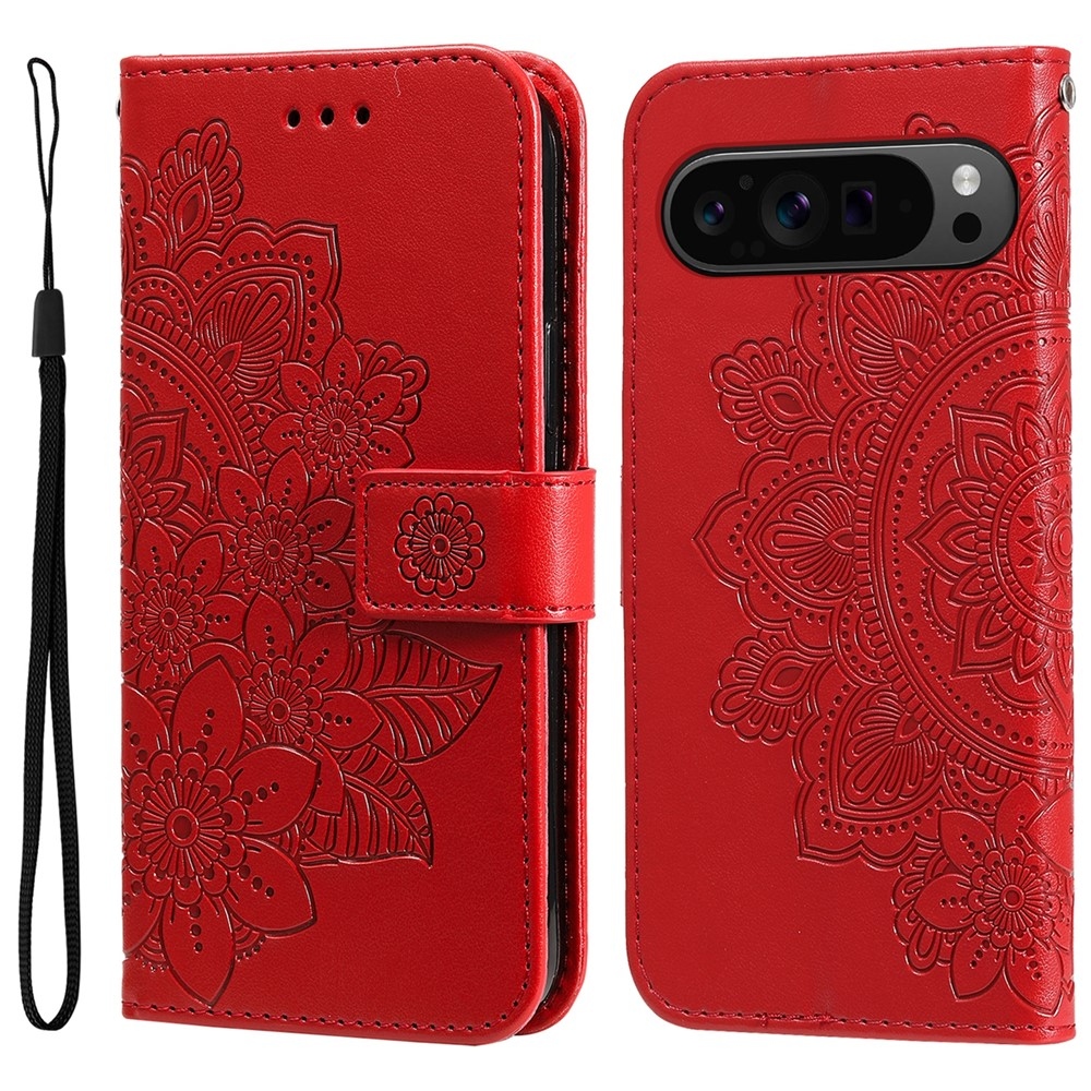 Mandala knížkové pouzdro na Google Pixel 10 Pro XL/Pixel 9 Pro XL - červené