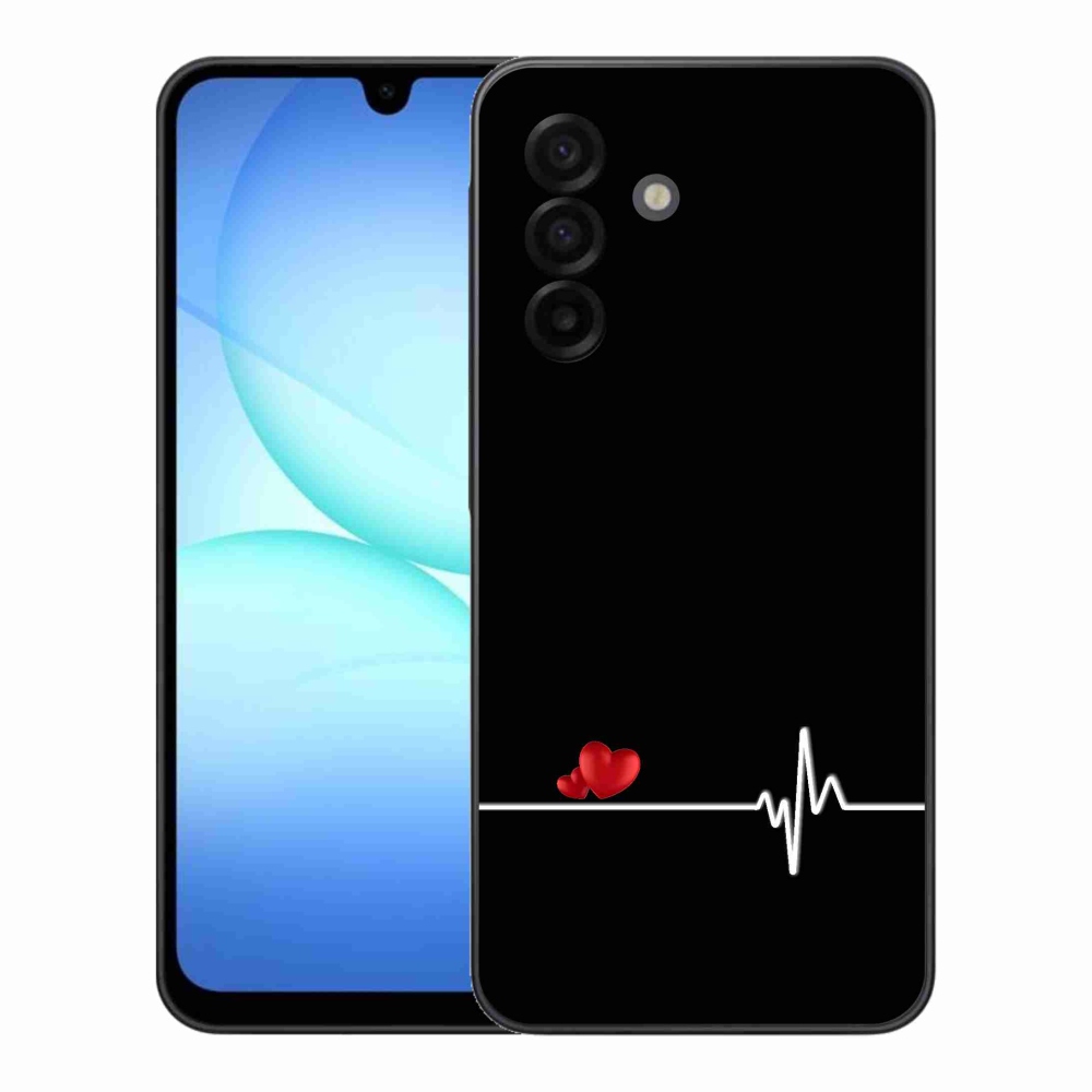 Gelový kryt mmCase na Samsung Galaxy A17 4G/5G - srdce a tep černé pozadí