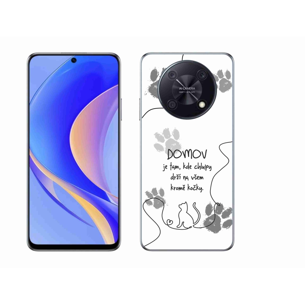 Gelový kryt mmCase na Huawei Nova Y90 - kočičí motiv bílé pozadí