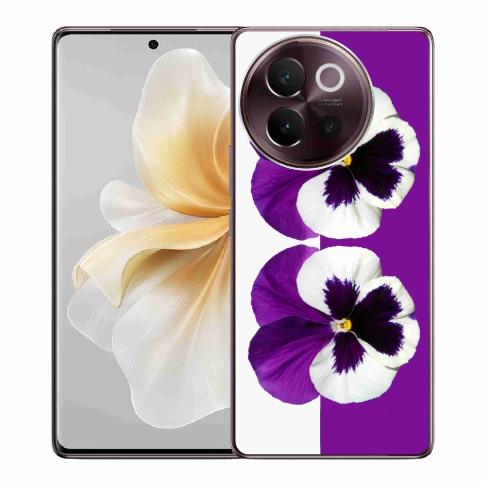 Gelový kryt mmCase na Vivo V40 Lite 5G - fialovobílý květ