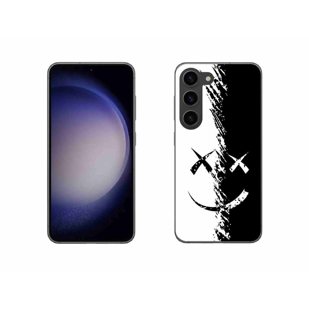 Gelový kryt mmCase na Samsung Galaxy S23 5G - černobílý smajlík