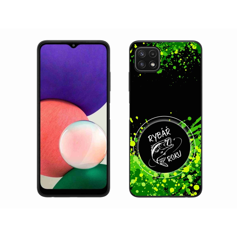 Gelový kryt mmCase na Samsung Galaxy A22 5G - rybář roku černé pozadí