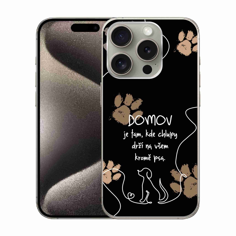 Gelový kryt mmCase na iPhone 15 Pro - psí motiv černé pozadí