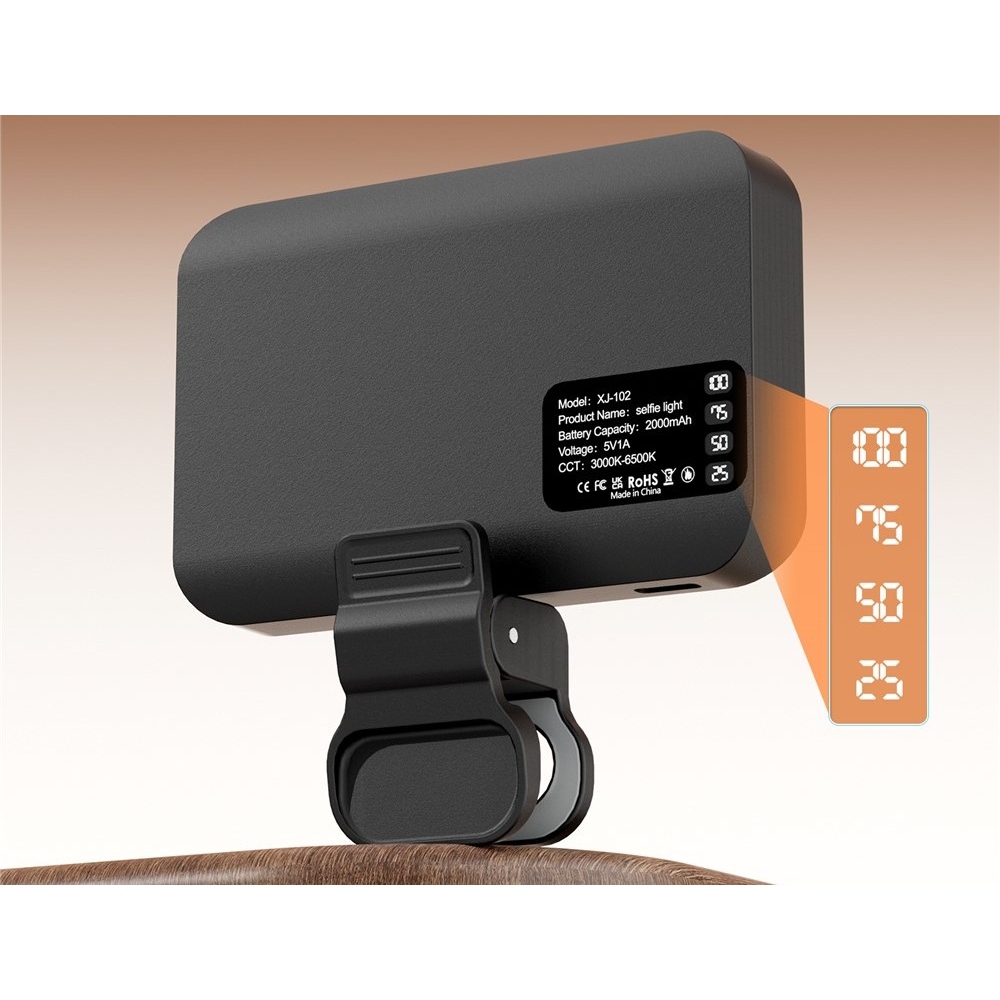 LED přisvětlovací světlo na mobil s klipem - růžové