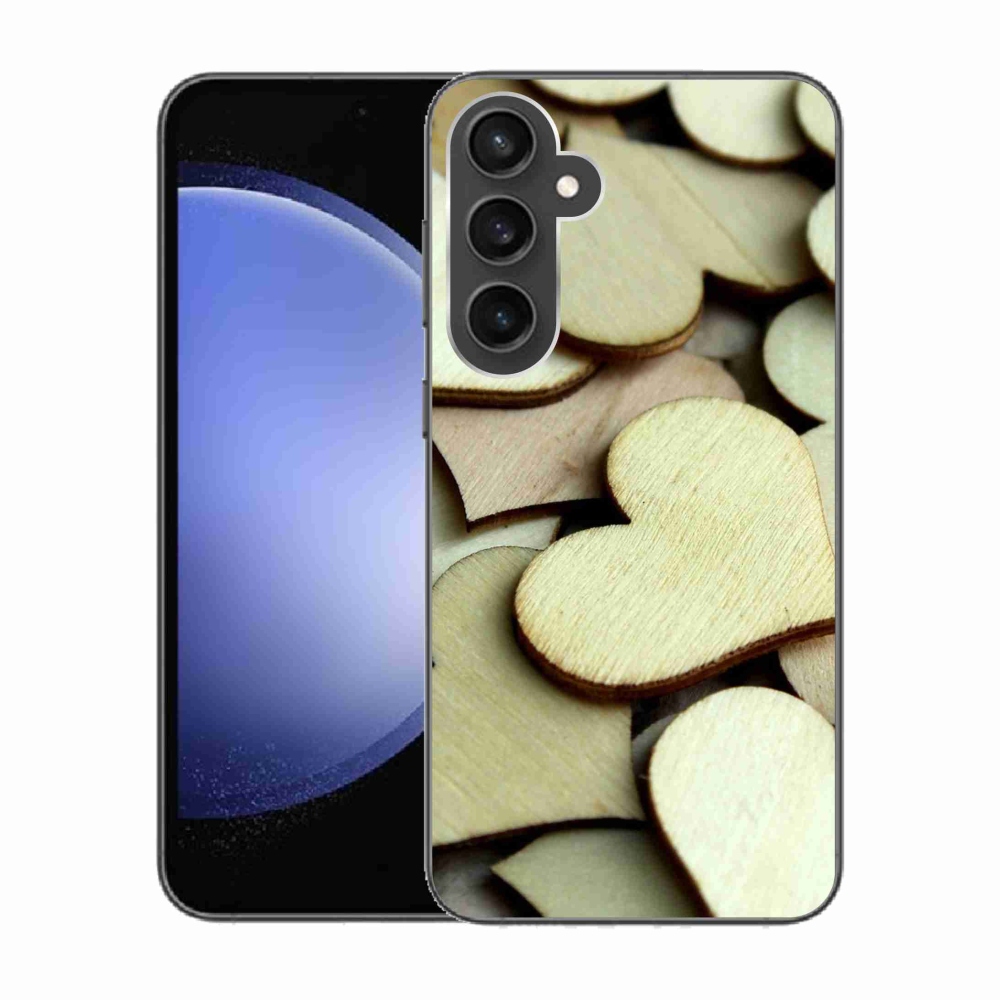 Gelový kryt mmCase na Samsung Galaxy S23 FE - dřevěná srdíčka